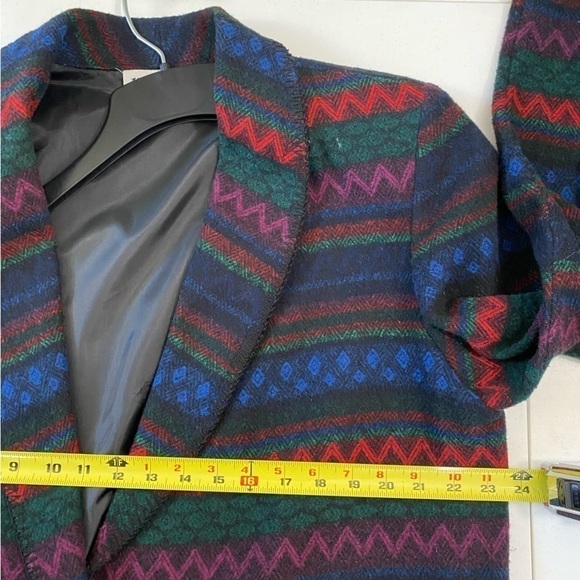 Vintage Katie Brooke Blazer coat Womens Sz 16 wool blend Aztec southwestern USA - Picture 10 of 11